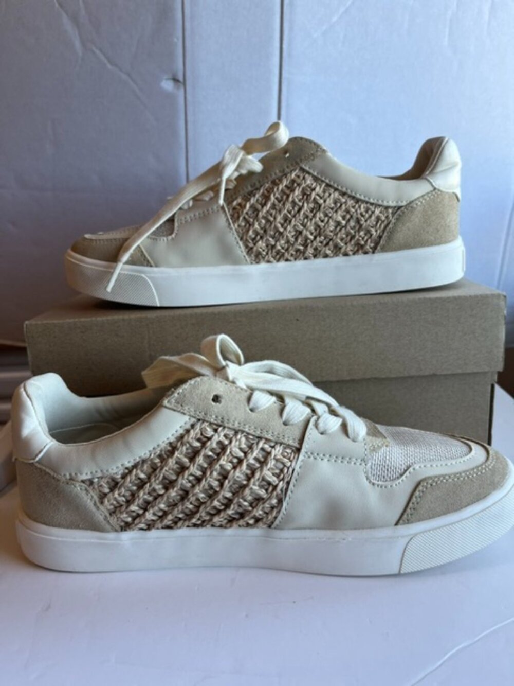 Sam Edelman Elcie lace up raffia court sneaker.